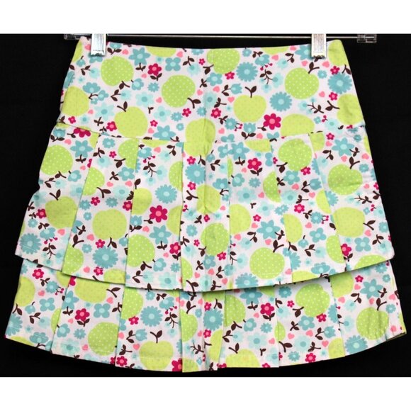 2007 Gymboree Candy Apple 10 Slim Skorts Pleated Double Layer Green Flower Adjus - Picture 3 of 6